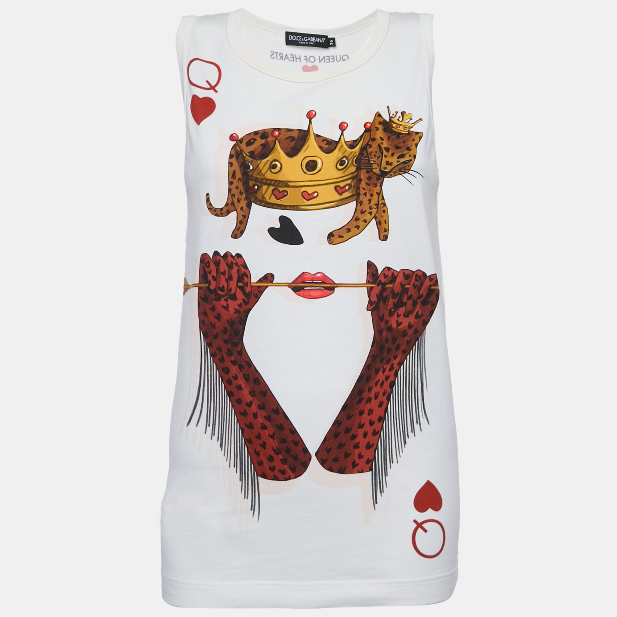 Dolce & Gabbana White Queen of Hearts Print Cotton Tank Top XS
Dolce & Gabbana White Queen of Hearts Print Cotton Tank Top XS