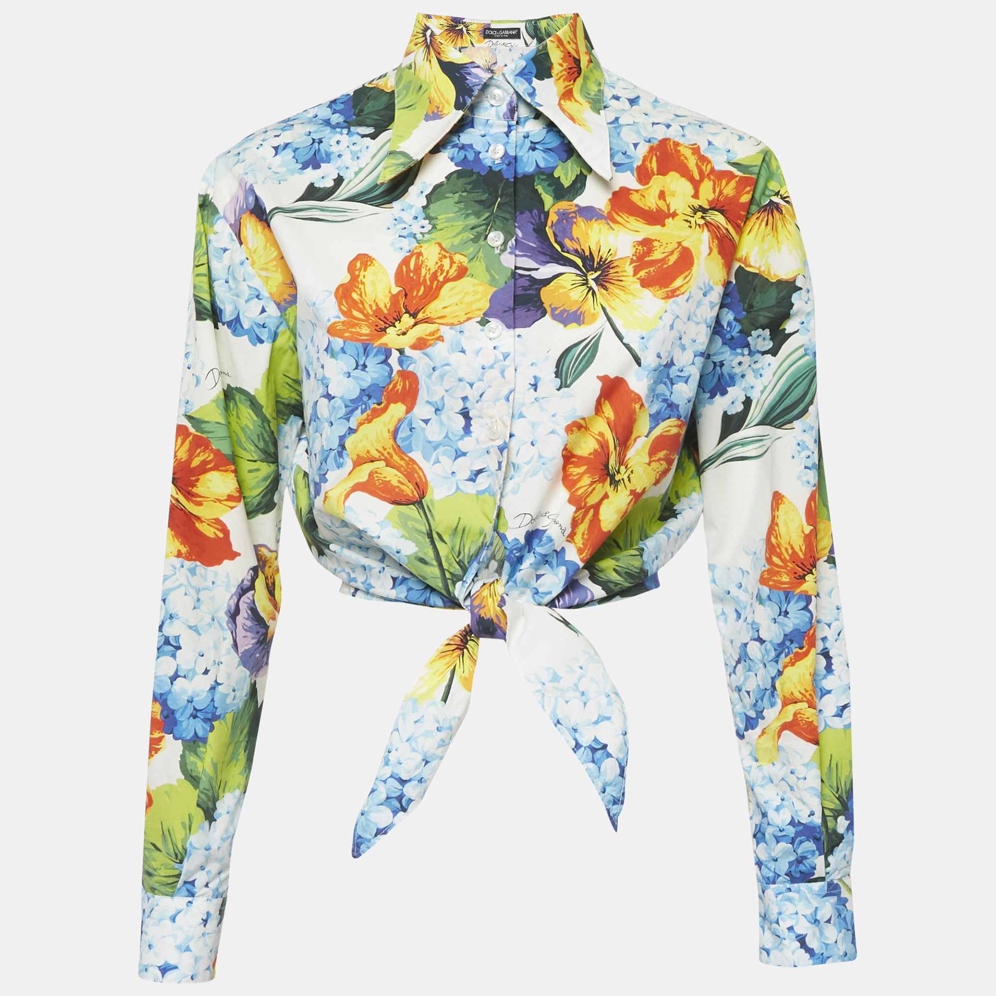 Dolce & Gabbana Multicolor Floral Print Cotton Tie-Up Crop Shirt XS
Dolce & Gabbana Multicolor Floral Print Cotton Tie-Up Crop Shirt XS
