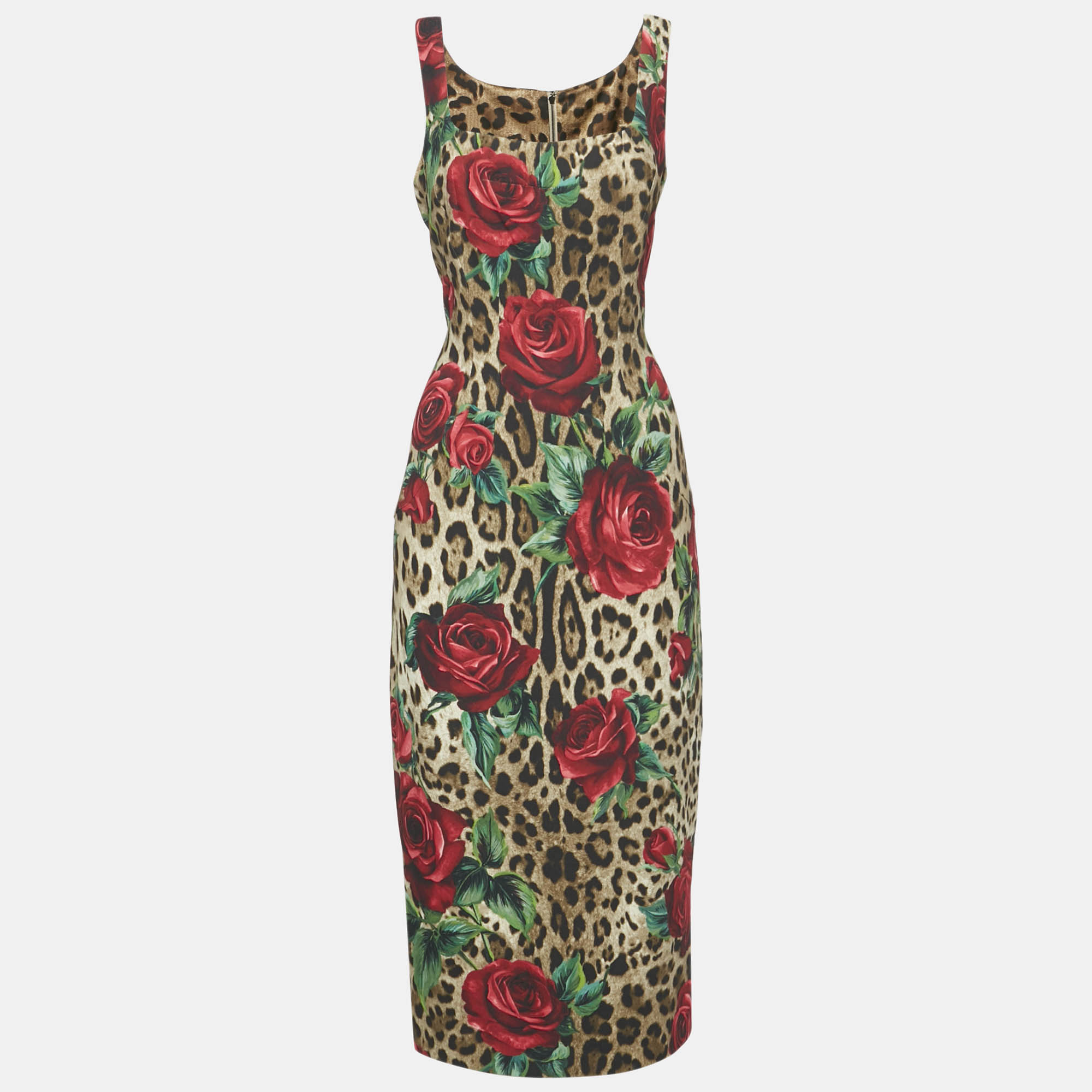 Dolce & Gabbana Brown Leopard and Rose Print Crepe Sheath Dress L
Dolce & Gabbana Brown Leopard and Rose Print Crepe Sheath Dress L