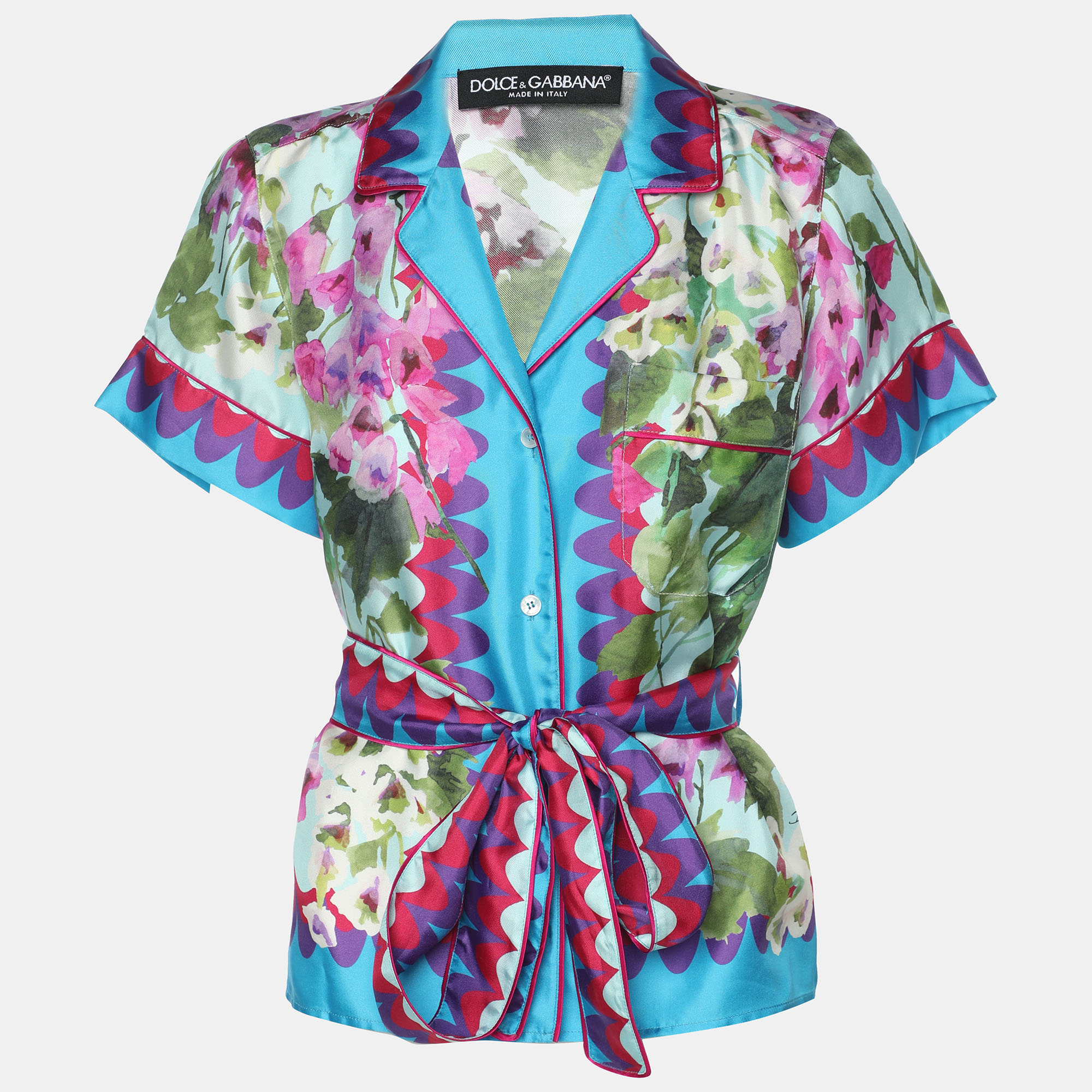 Dolce & Gabbana Multicolor Floral Print Silk-Twill Belted Tops XS
Dolce & Gabbana Multicolor Floral Print Silk-Twill Belted Tops XS