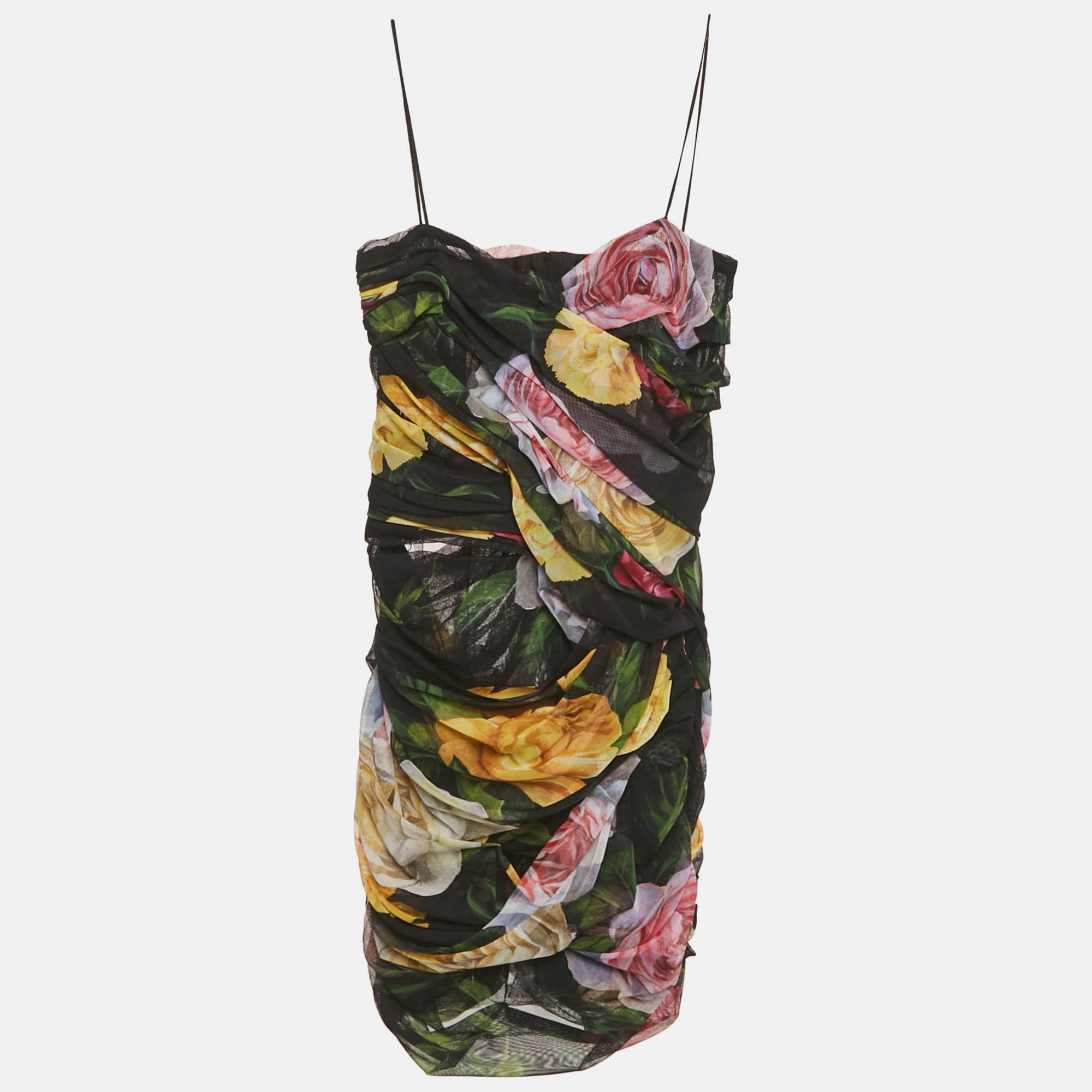 Dolce & Gabbana Black Floral Print Tulle Ruche Mini Dress XS
Dolce & Gabbana Black Floral Print Tulle Ruche Mini Dress XS