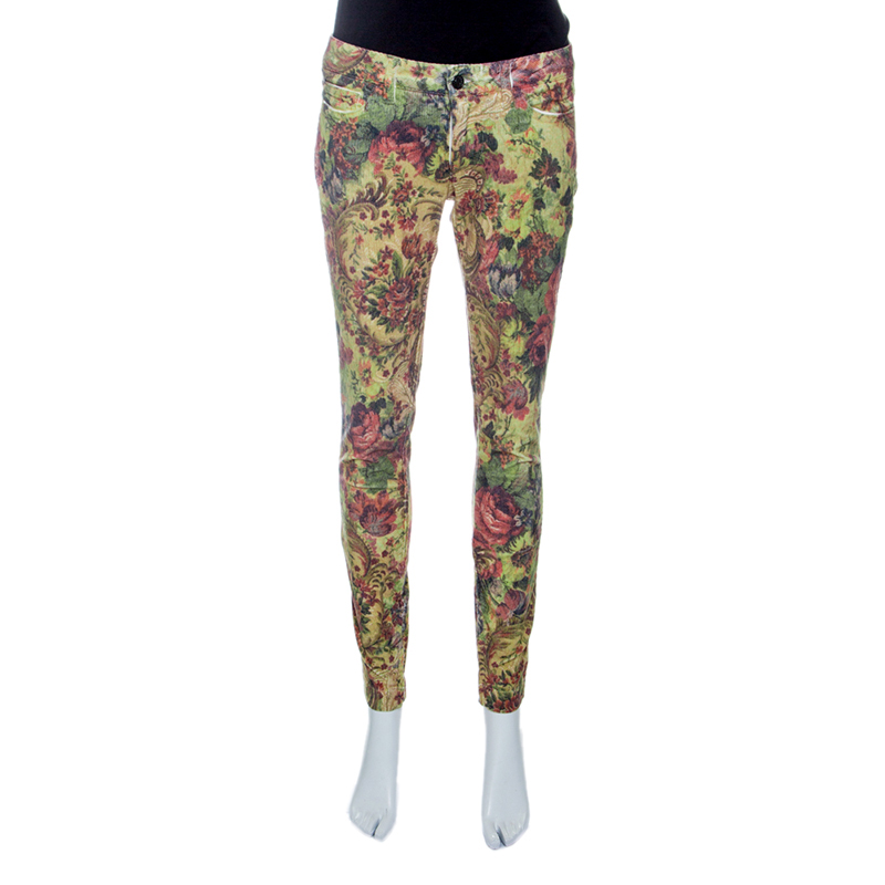 Image of Dolce & Gabbana Floral Printed Corduroy Skinny Pretty Pants S