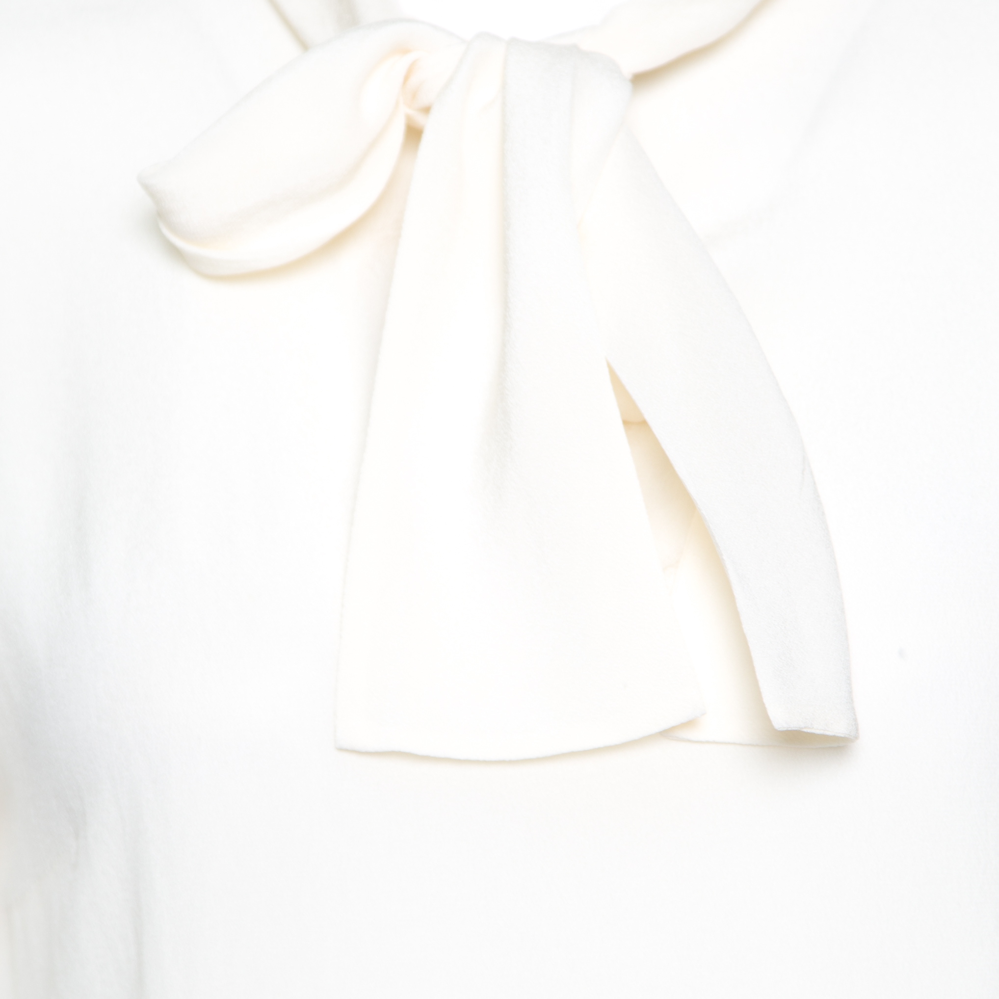 Dolce & Gabbana Cream Silk Lace Applique Bow Tie Detail Blouse S