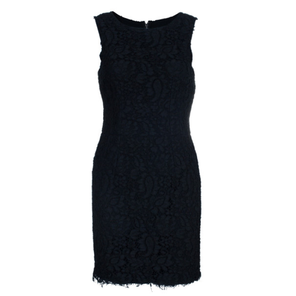 Image of Dolce & Gabbana Black Lace Shift Dress M