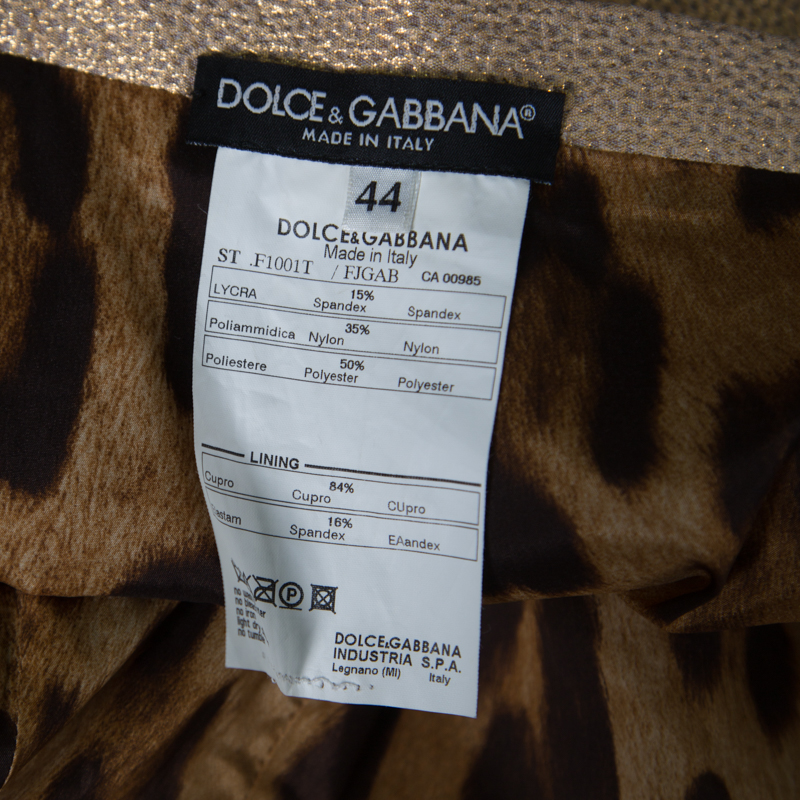 Dolce & Gabbana Matte Gold Cloque Knit Pencil Skirt M