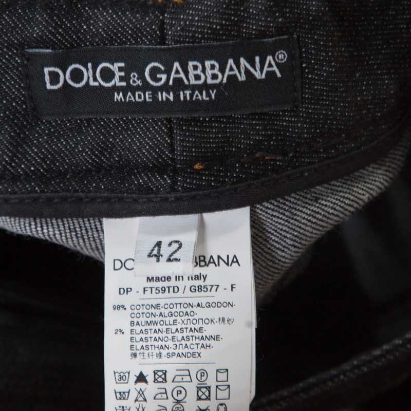 Dolce & Gabbana Black Contrast Topstitch Detail Denim Jeans M