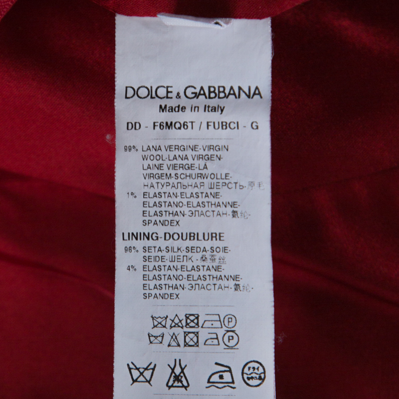 Dolce & Gabbana Red Wool Long Sleeve Shift Dress S