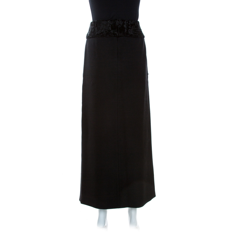 Dolce & Gabbana Black Wool Front Slit Detail Skirt M
