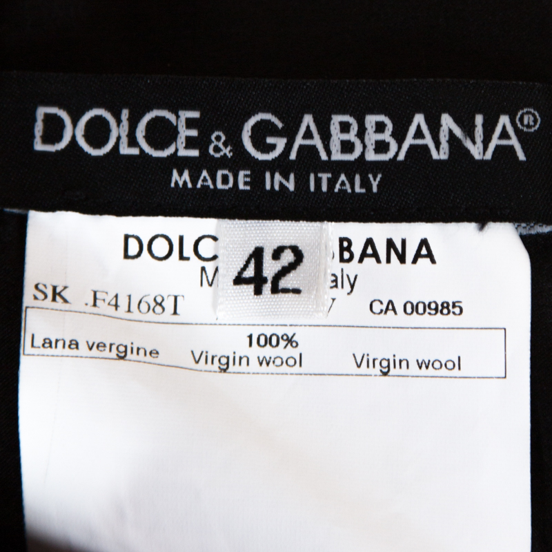 Dolce & Gabbana Black Wool Front Slit Detail Skirt M