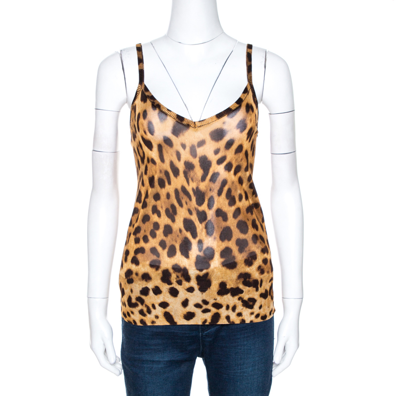 Image of Dolce & Gabbana Animal Print Knit Sleeveless Top M