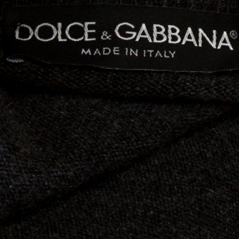 Dolce & Gabbana Grey Floral Jacquard Panelled Wool Cardigan S