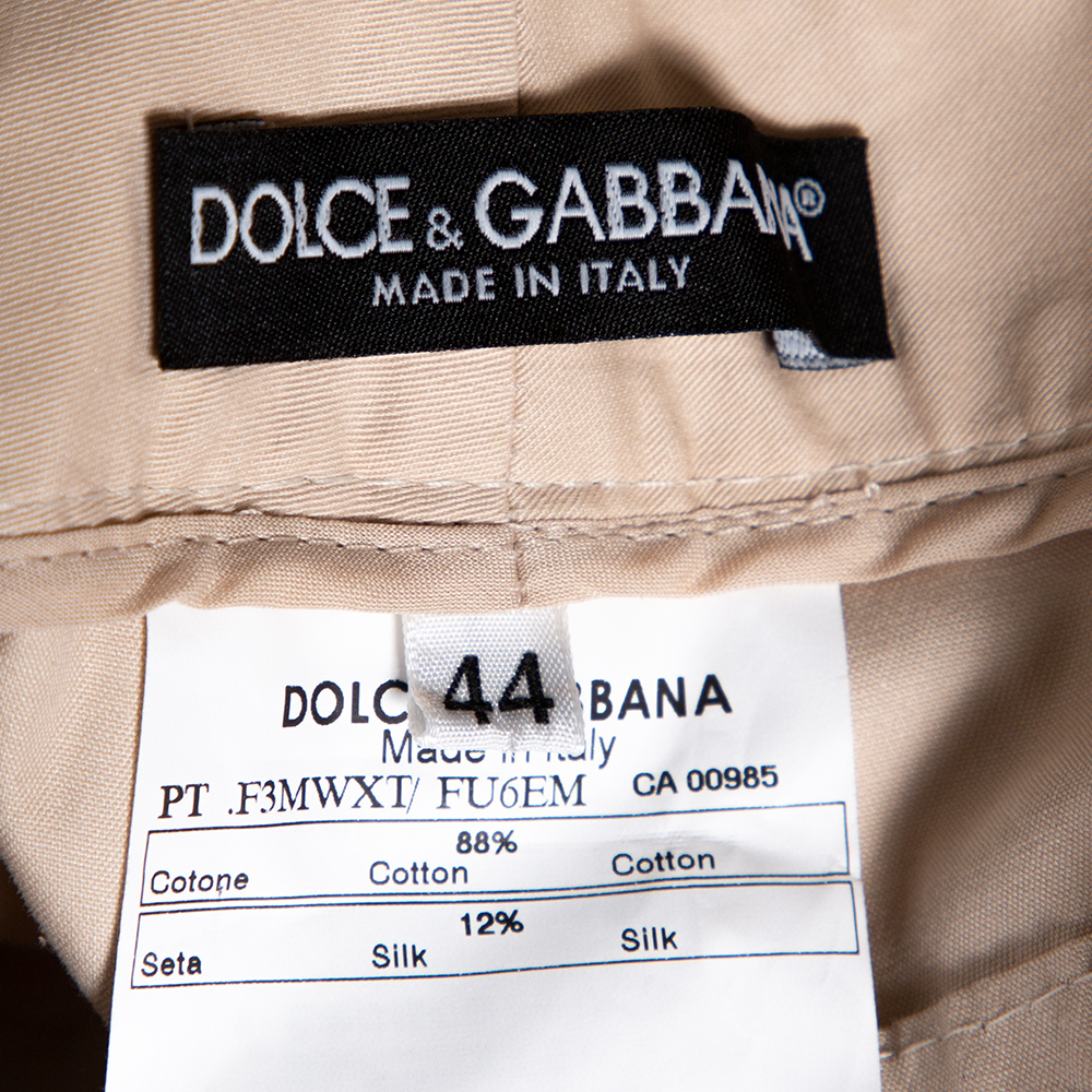 Dolce & Gabbana Beige Cotton Silk Flared Pants M