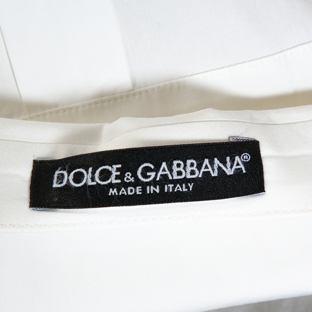Dolce & Gabbana Off White Stretch Cotton Shirt L