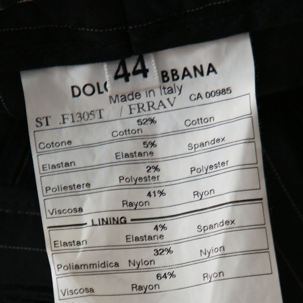 Dolce & Gabbana Black Pinstriped Cotton Tailored Pants M