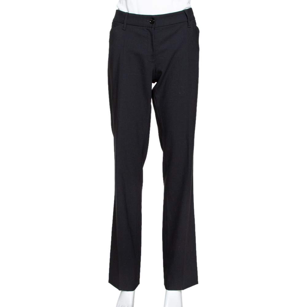 Image of Dolce & Gabbana Black Stretch Wool Tailored Pants L