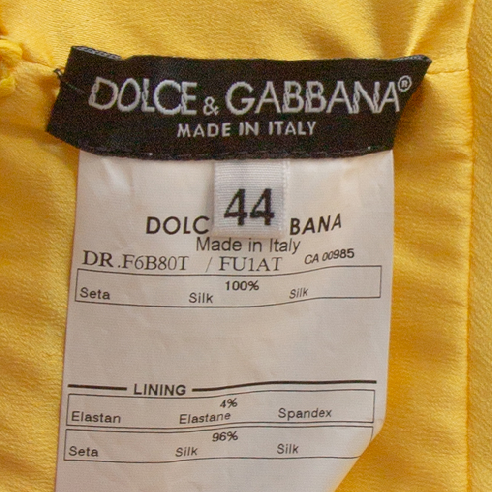 Dolce & Gabbana Yellow Silk Bow Detail Sleeveless Maxi Dress M