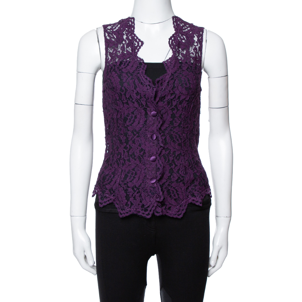 Image of Dolce & Gabbana Purple Lace Sleeveless Vest M