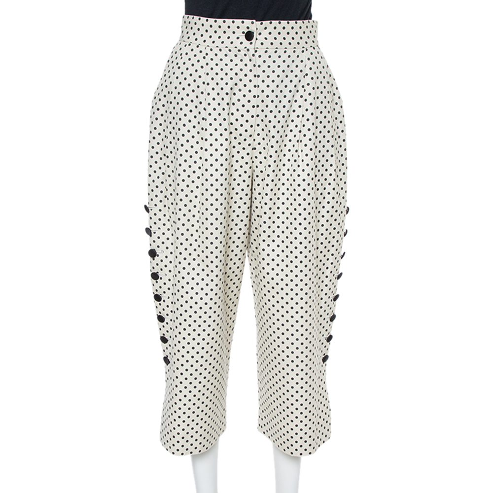 Image of Dolce & Gabbana Cream Cotton Polka Dot Culottes S
