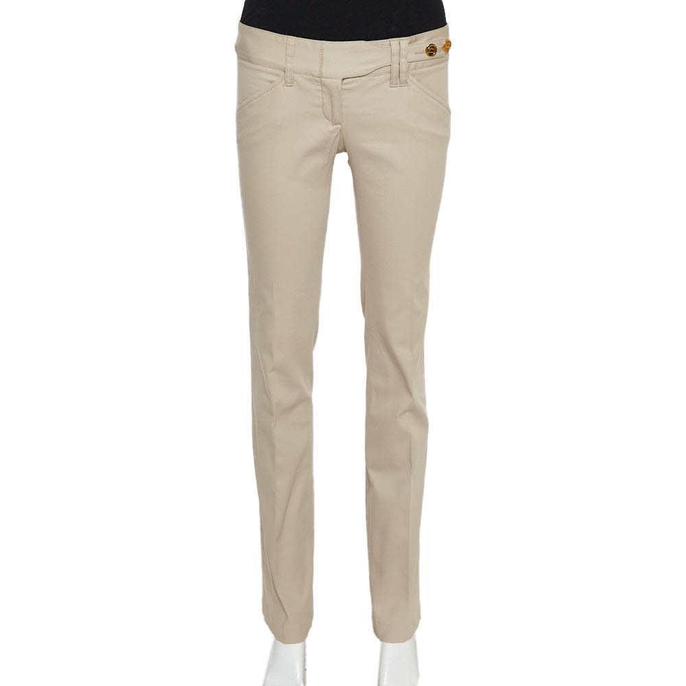 Image of Dolce & Gabbana Beige Cotton Herringbone Pants S