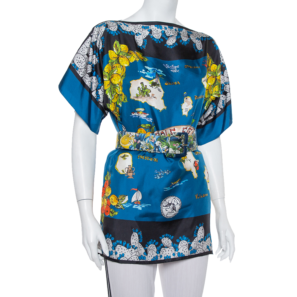 Dolce & Gabbana Multicolor Isole Eolie Printed Silk Oversized Top
Dolce & Gabbana Multicolor Isole Eolie Printed Silk Oversized Top