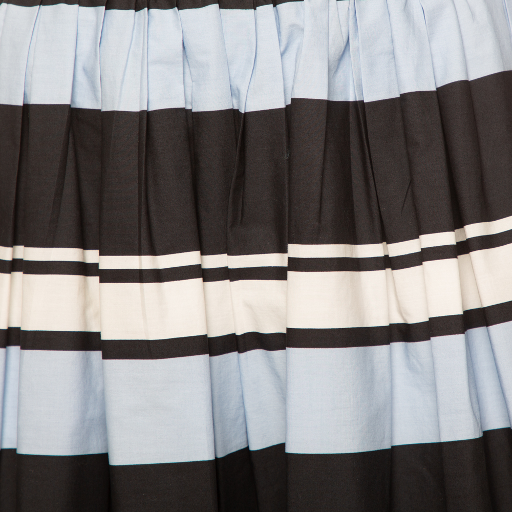 Dolce & Gabbana Blue Striped Cotton Flared Mini Skirt M
