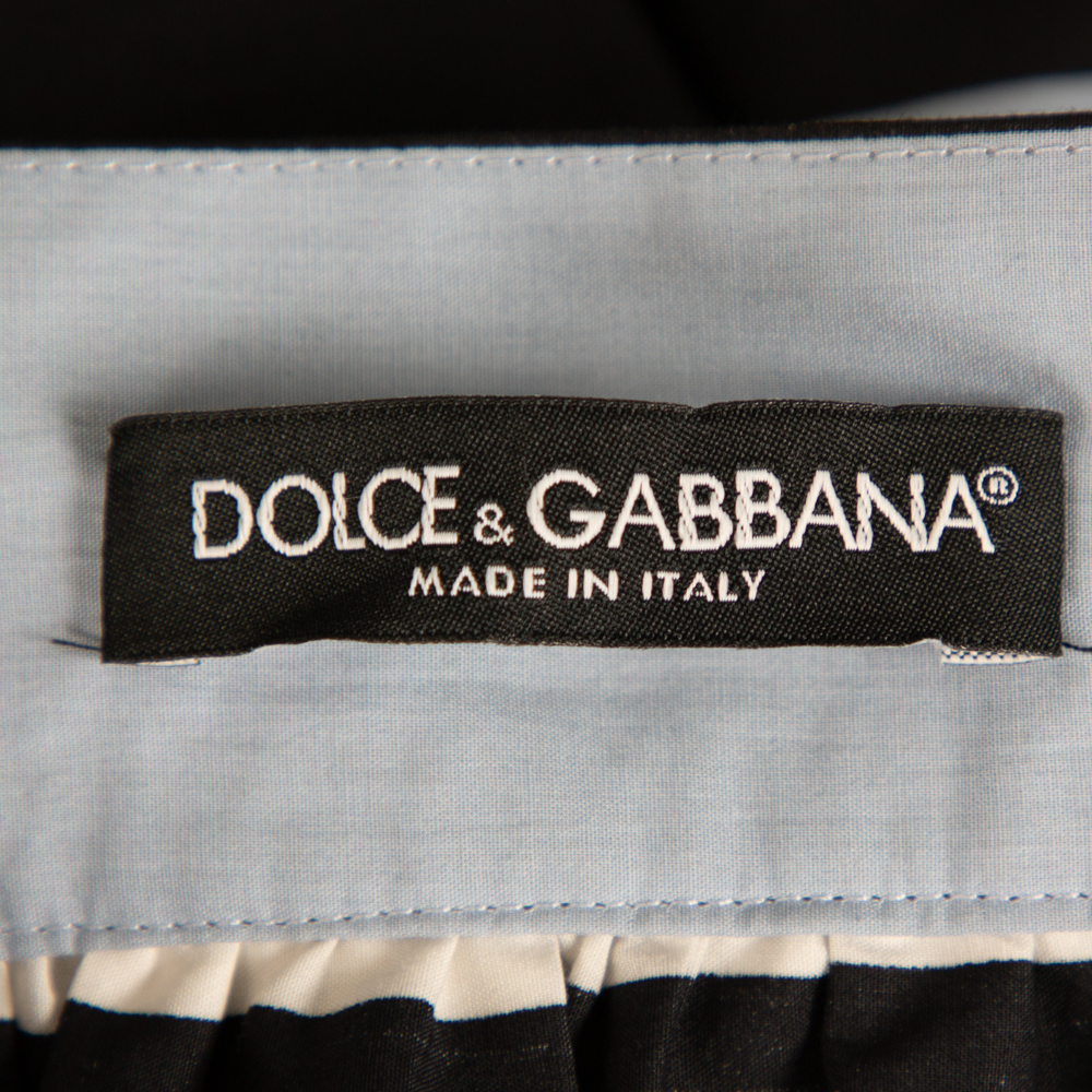 Dolce & Gabbana Blue Striped Cotton Flared Mini Skirt M