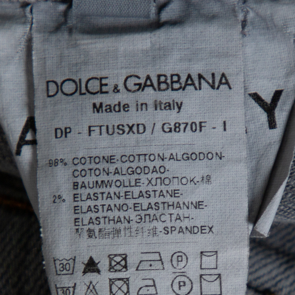 Dolce & Gabbana Navy Blue Denim Distressed Kate Jeans M