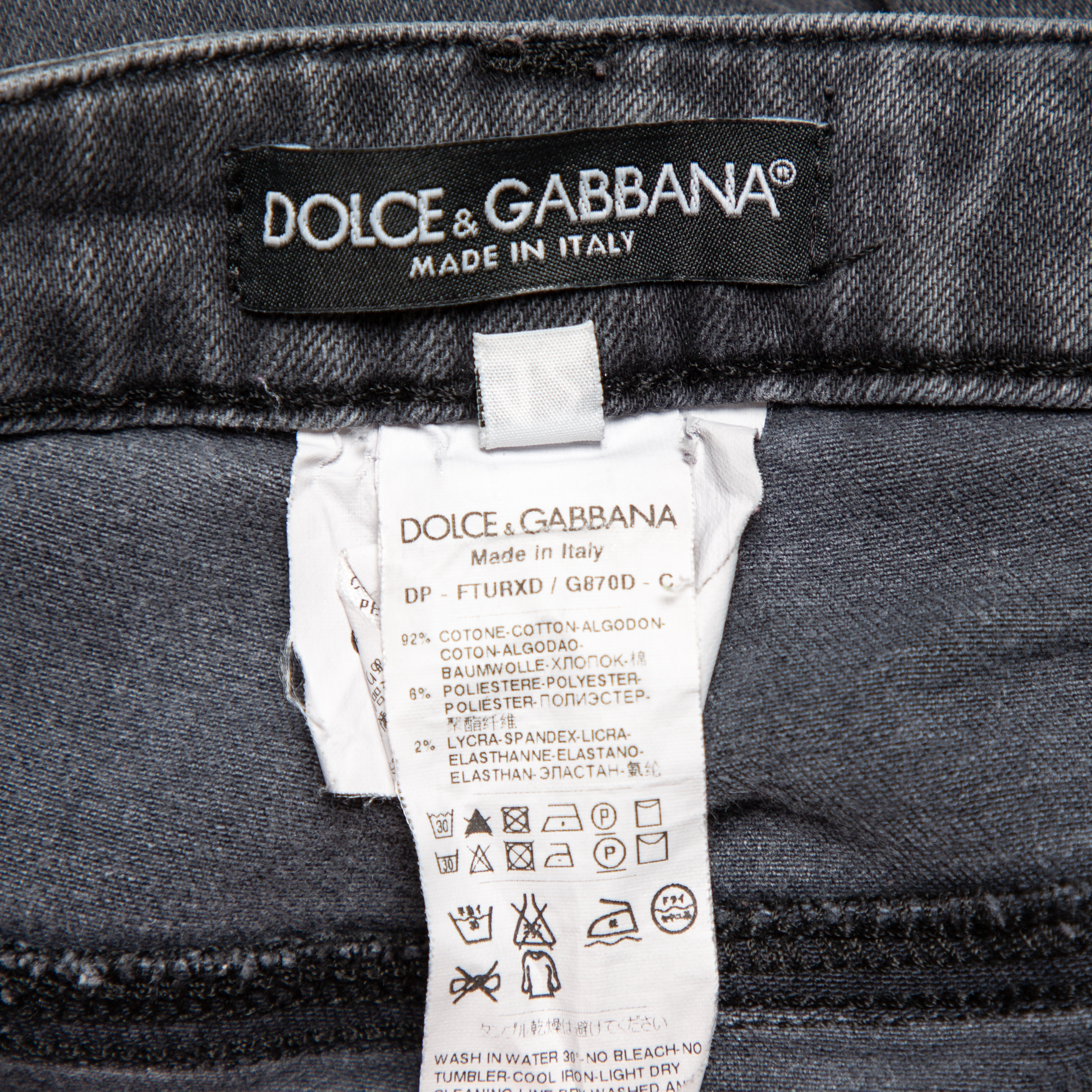 Dolce & Gabbana Grey Light Washed Slim Fit Jeans M