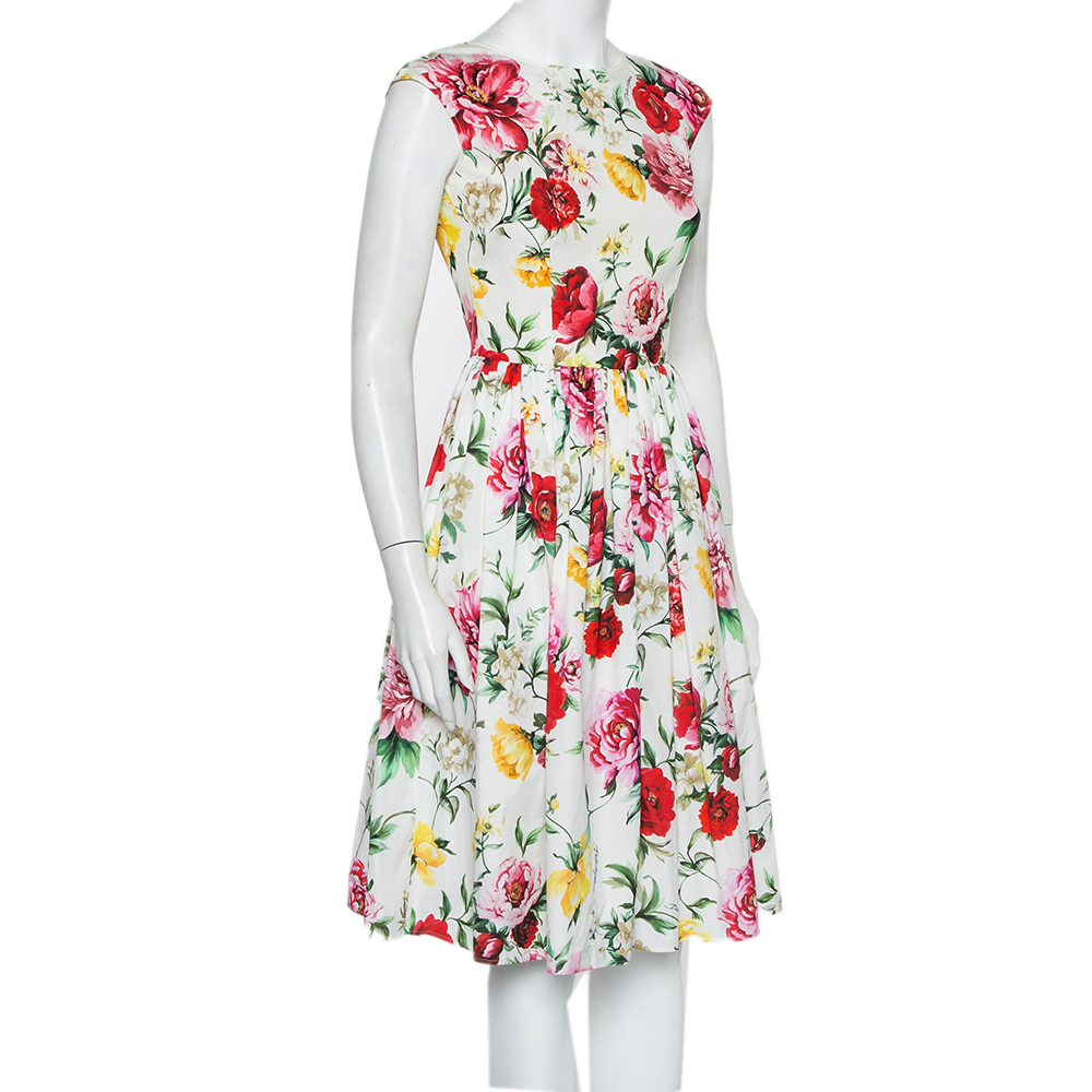 Dolce & Gabbana White Floral Printed Cotton Sleeveless Midi Dress
Dolce & Gabbana White Floral Printed Cotton Sleeveless Midi Dress