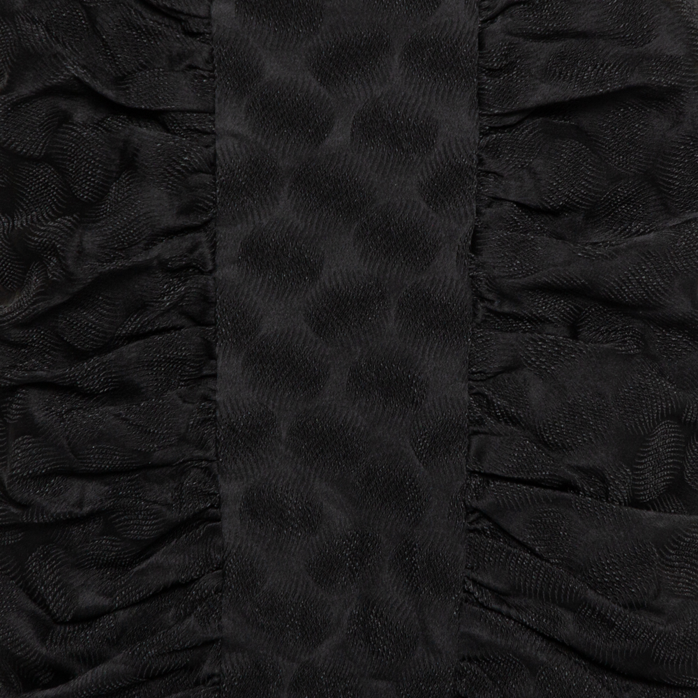 Dolce & Gabbana Black Jacquard Draped Detail Pencil Skirt L