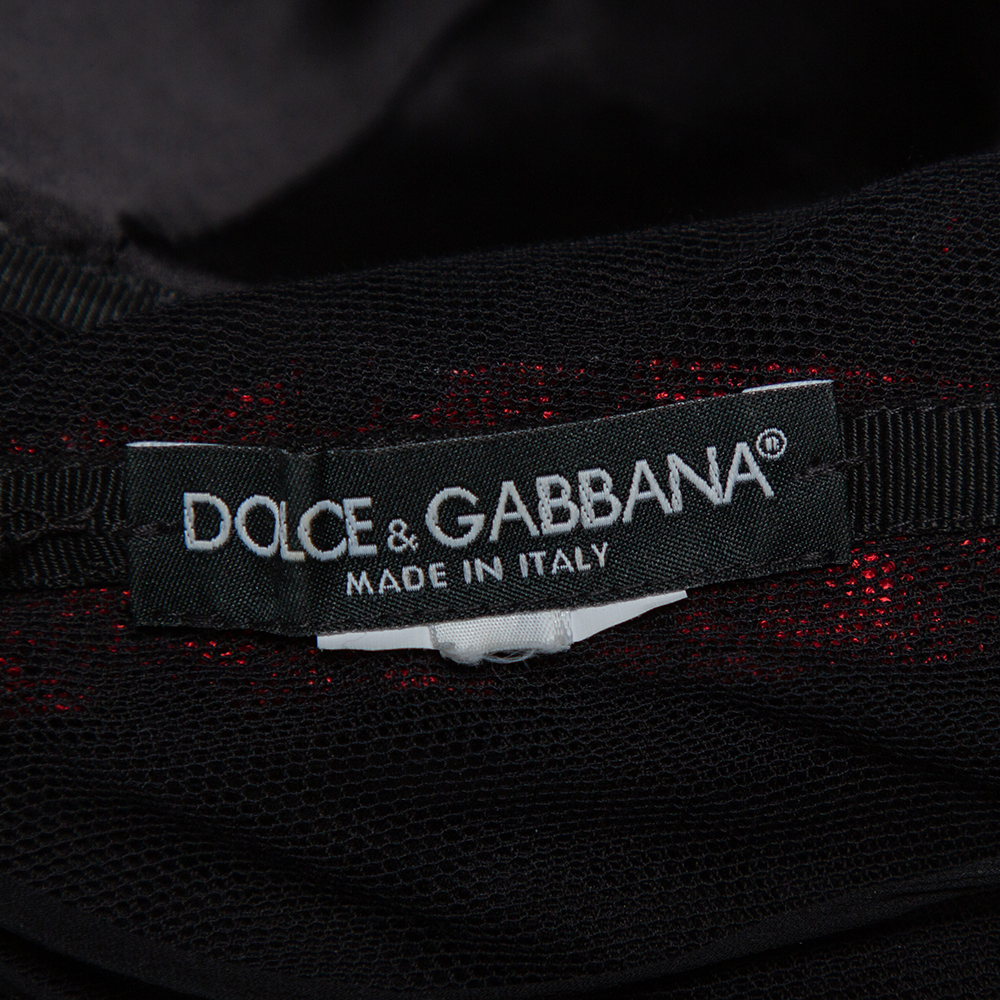 Dolce & Gabbana Red Lace Draped Strapless Mini Dress S