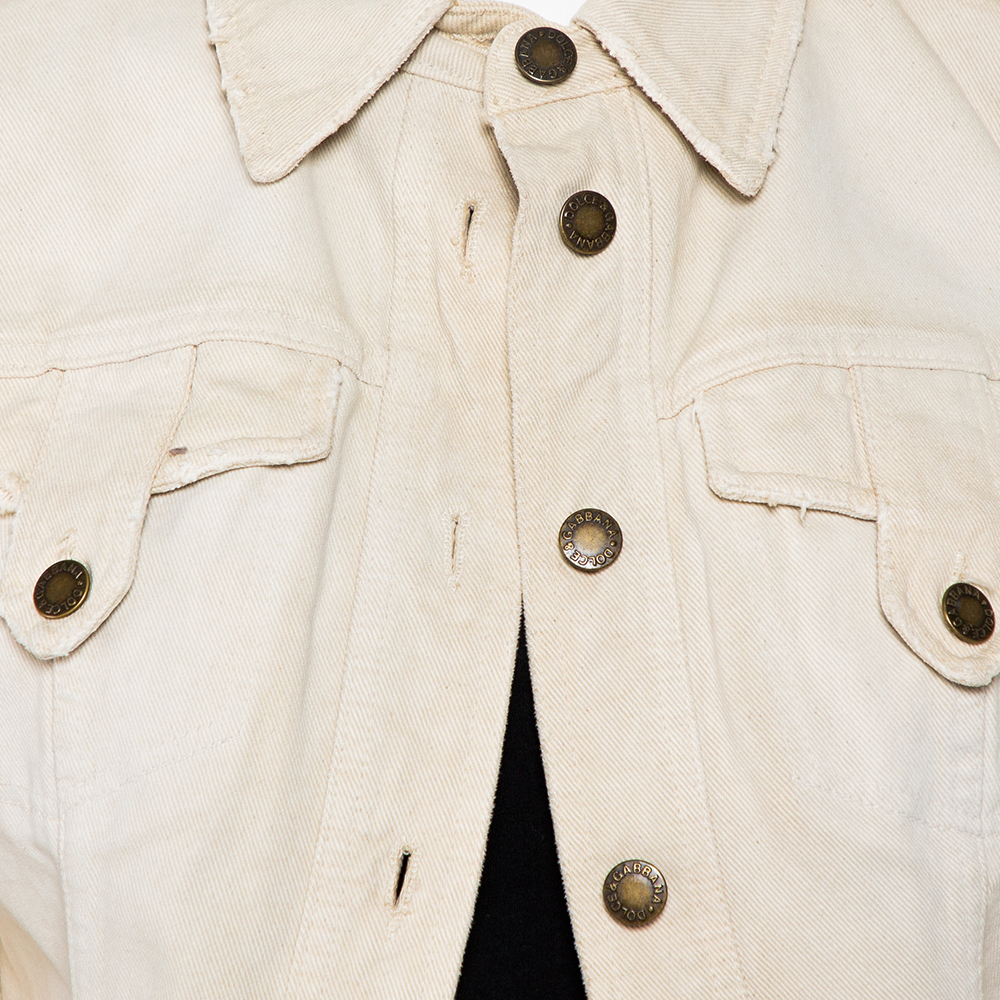 Dolce & Gabbana Vintage Beige Denim Button Front Jacket M