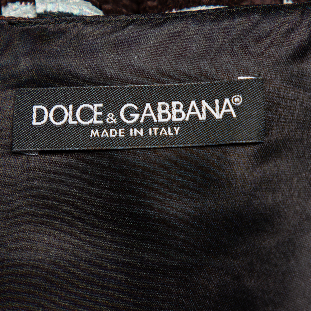 Dolce & Gabbana Multicolor Striped Textured Silk Pleated Mini Dress S