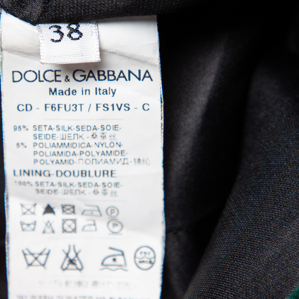 Dolce & Gabbana Multicolor Striped Textured Silk Pleated Mini Dress S