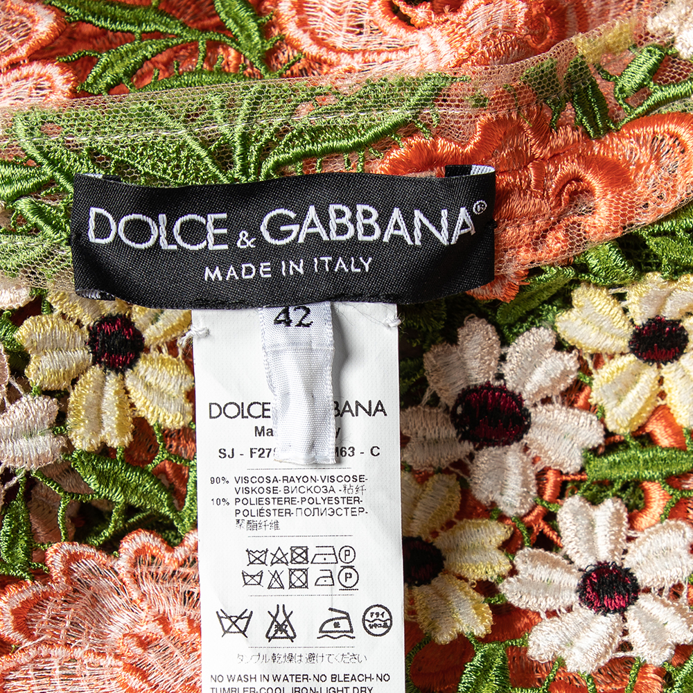 Dolce & Gabbana Multicolor Floral Lace Hook Front Shrug M