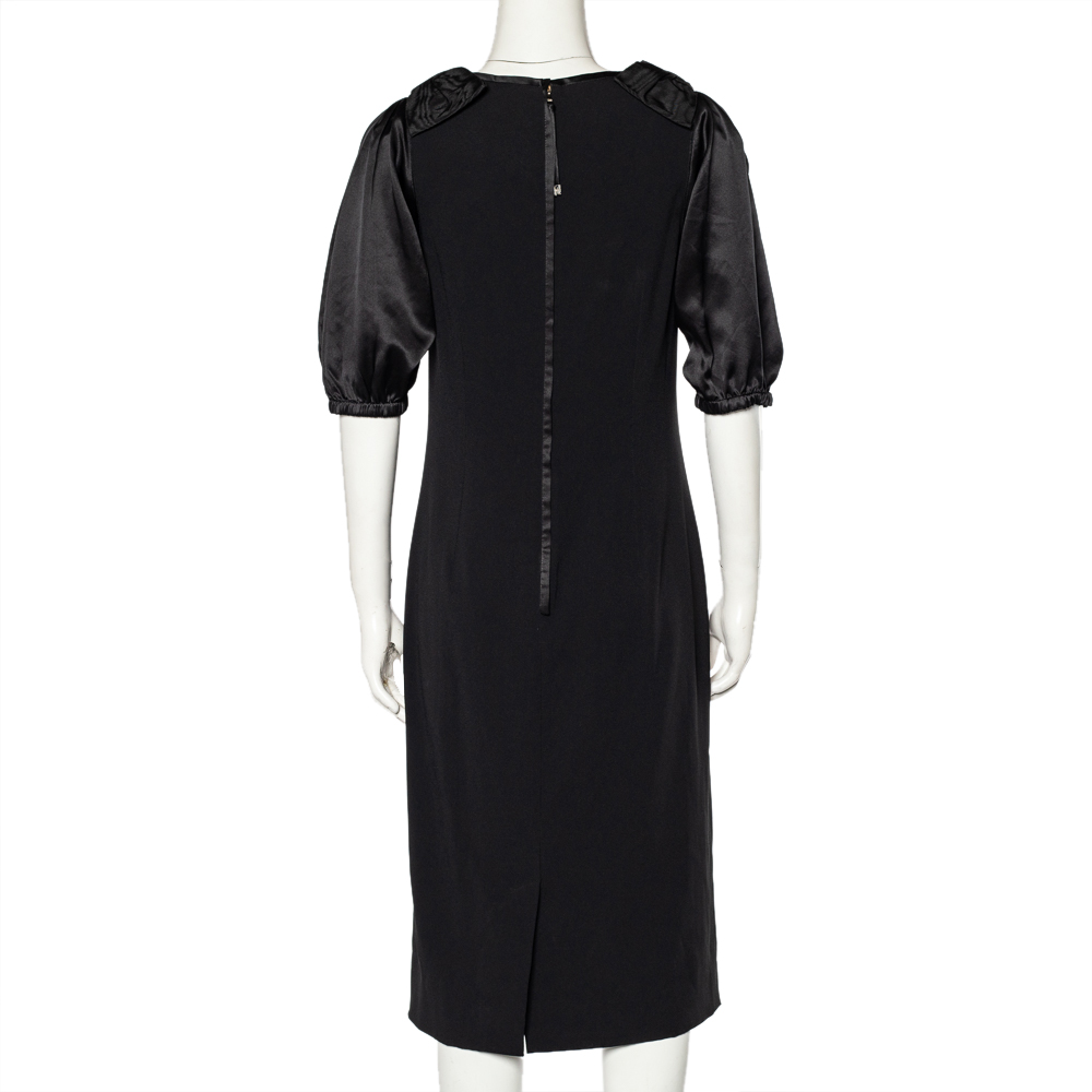 Dolce & Gabbana Black Crepe Bow Detail Sheath Dress M