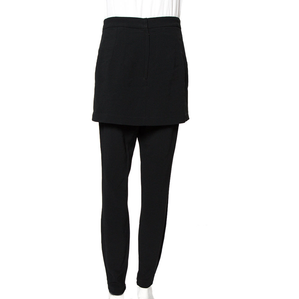 Dolce & Gabbana Black Crepe Skirt Overlap Trousers L