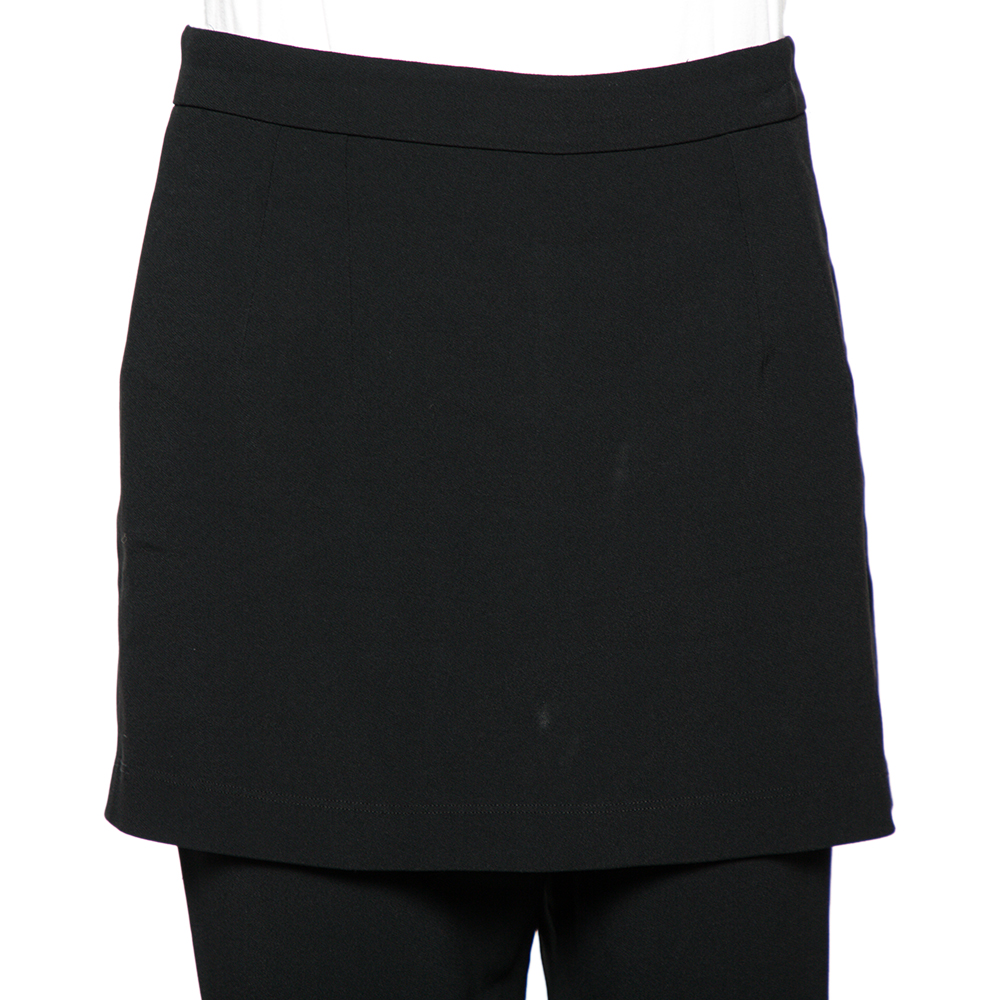 Dolce & Gabbana Black Crepe Skirt Overlap Trousers L