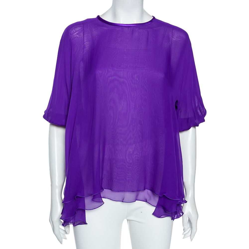 Dolce & gabbana purple silk chiffon layered top s