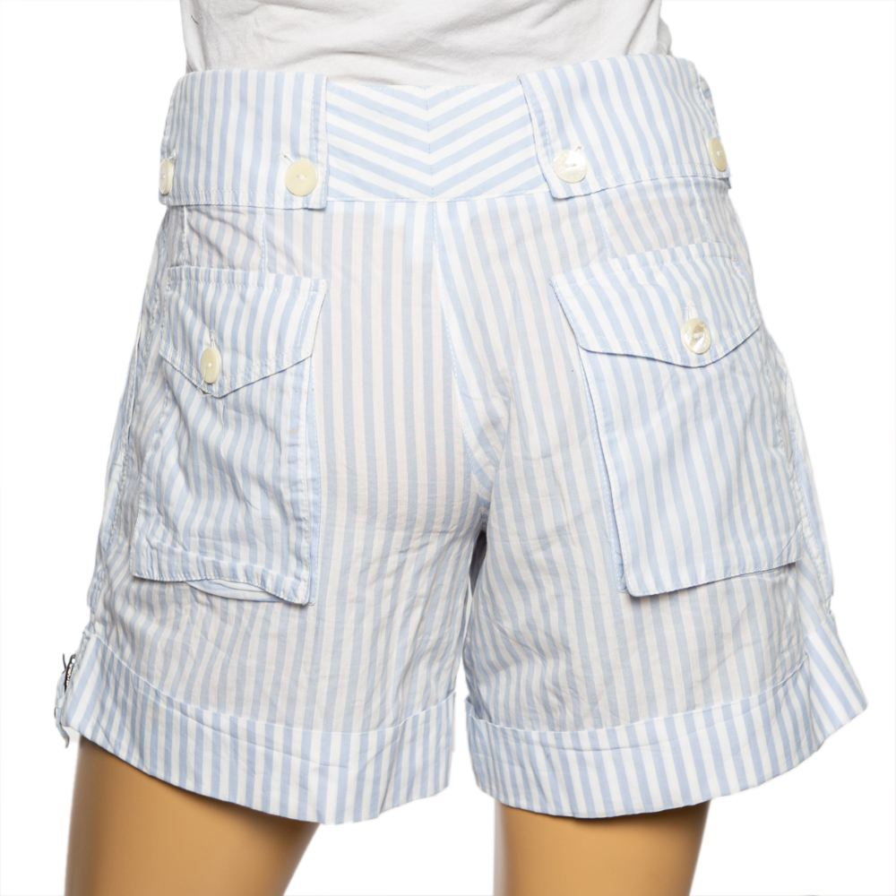 Dolce & Gabbana Blue & White Striped Cotton Shorts S