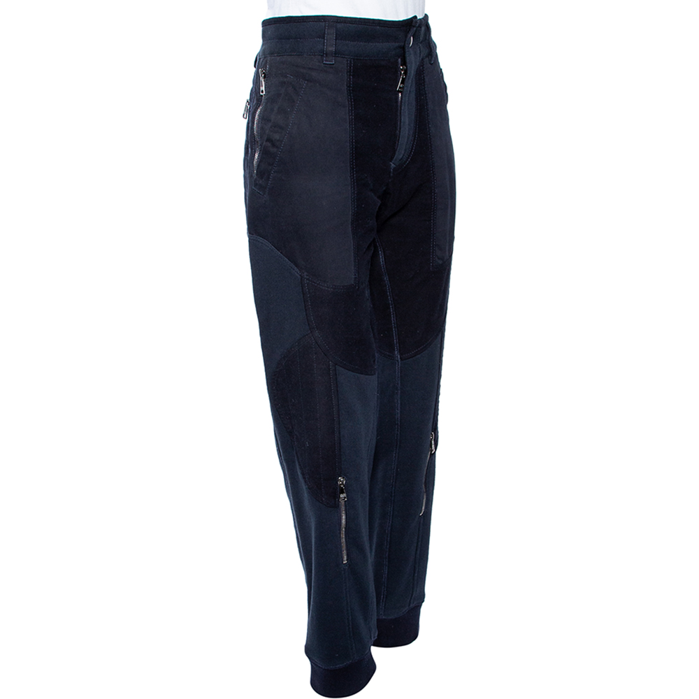 Dolce & Gabbana Navy Blue Cotton Biker Sweatpants M