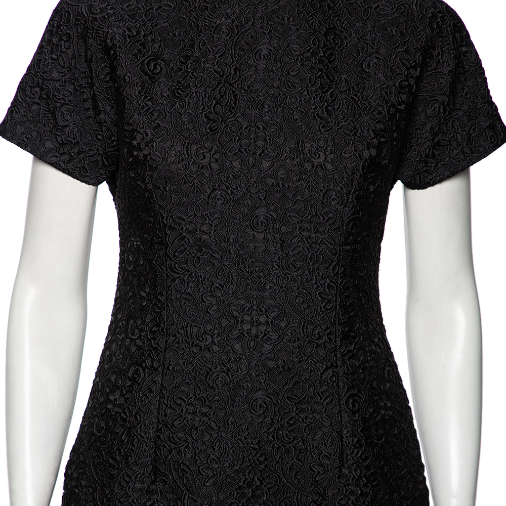 Dolce & Gabbana Black Floral Embossed Jacquard Sheath Dress M