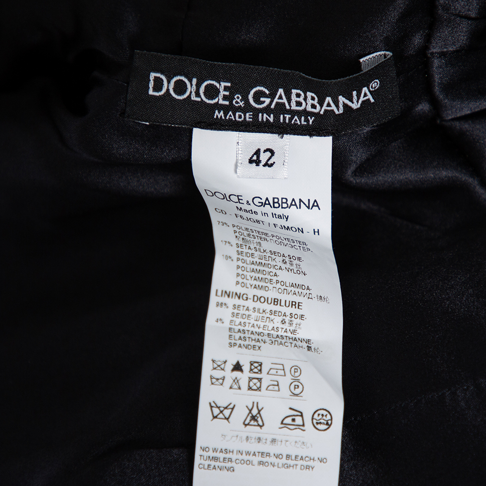 Dolce & Gabbana Black Floral Embossed Jacquard Sheath Dress M