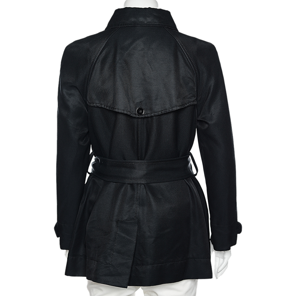 Dolce & Gabbana Black Cotton Belted Button Front Jacket M