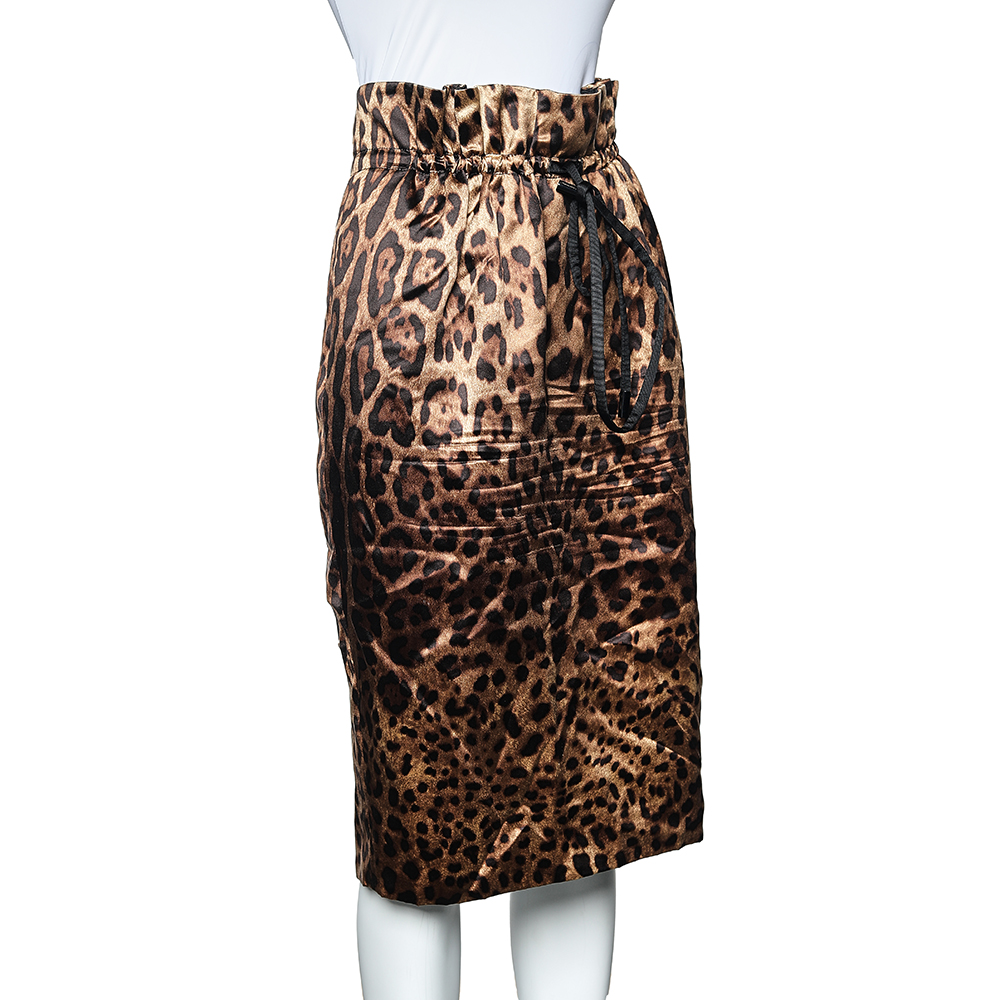 Dolce & Gabbana Brown Animal printed Silk Satin Paper Bag Waist Midi Skirt
Dolce & Gabbana Brown Animal printed Silk Satin Paper Bag Waist Midi Skirt