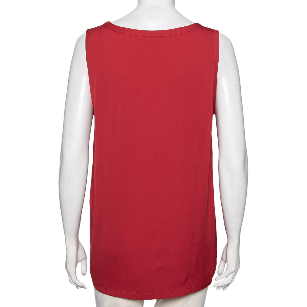 Dolce & Gabbana Red Silk Sleeveless Top M