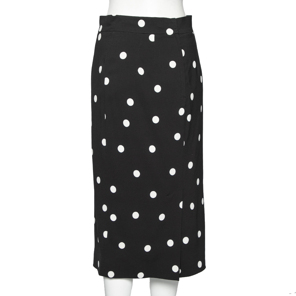 Dolce & Gabbana Black Polka Dotted Crepe Pencil Skirt M