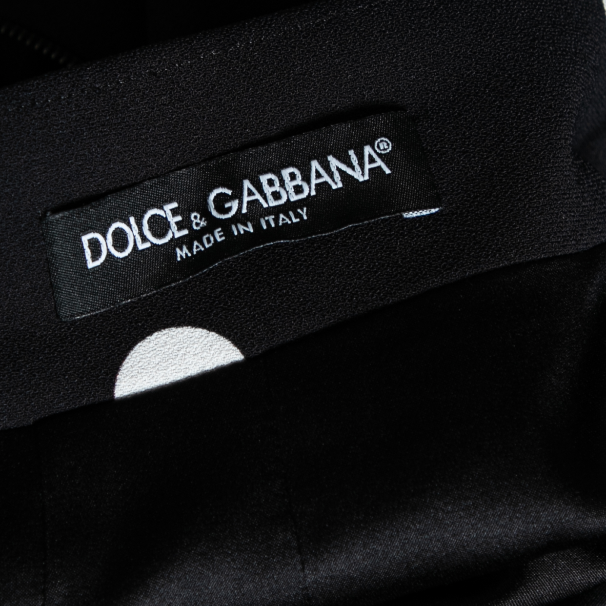 Dolce & Gabbana Black Polka Dotted Crepe Pencil Skirt M