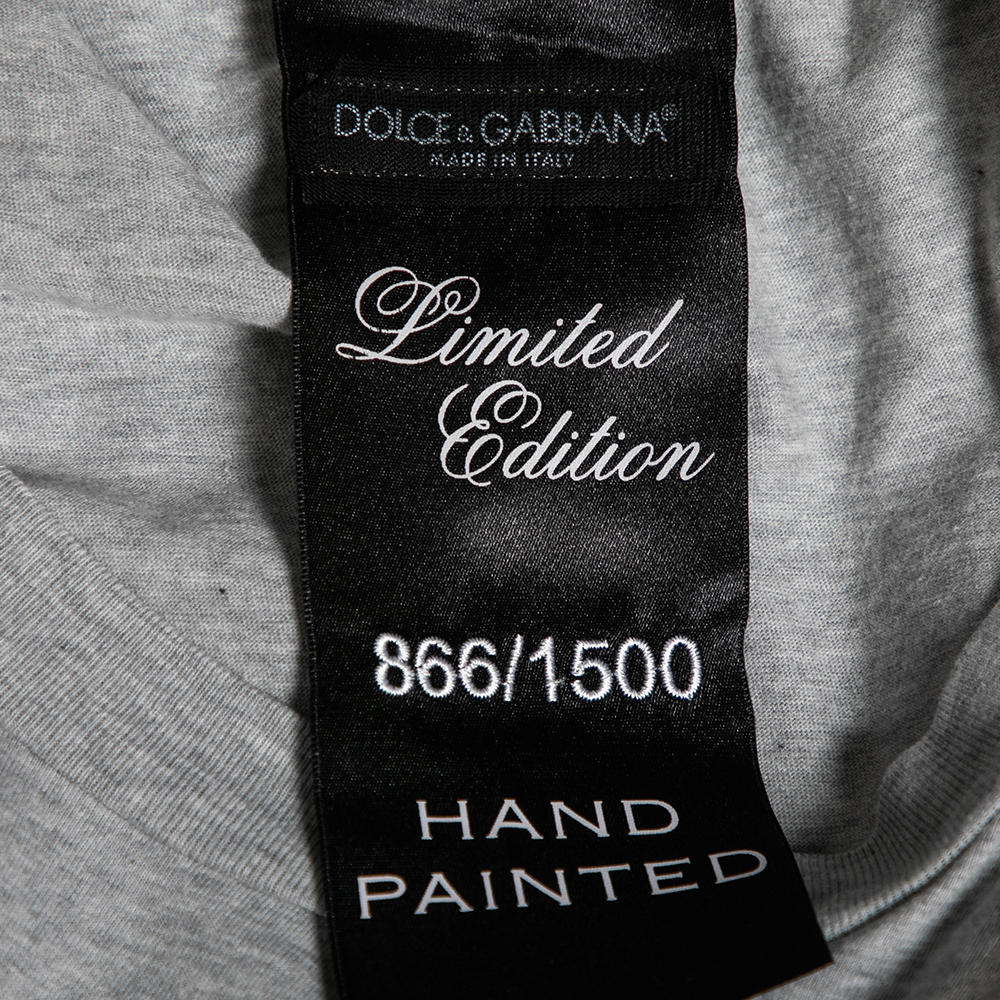 Dolce & Gabbana Grey Limited Edition Hand Painted Top M