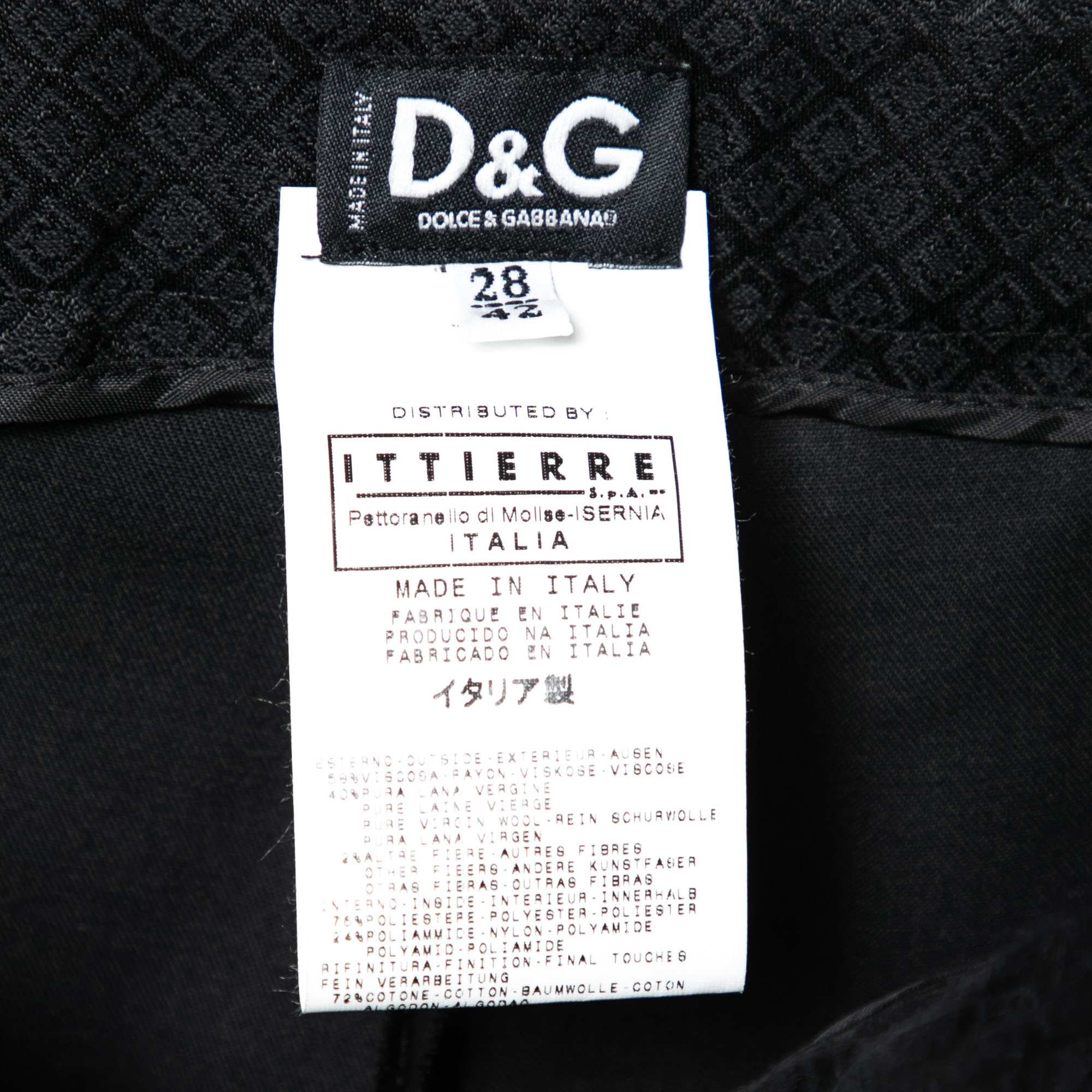D&G Black Crepe Wool Tapered Pants M